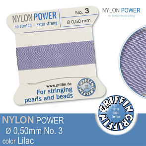 NYLON Power velmi pevná nit GRIFFIN síla nitě 0,50mm Barva Lilac