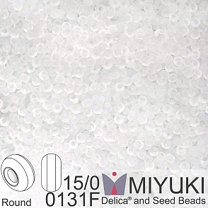Korálky Miyuki Round 15/0. Barva 0131F Matte Crystal . Balení 5g.