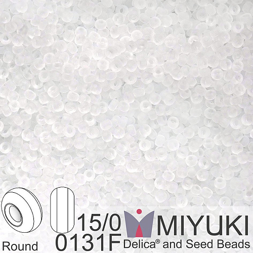 Korálky Miyuki Round 15/0. Barva 0131F Matte Crystal . Balení 5g.