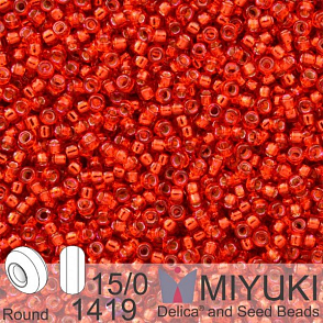 Korálky Miyuki Round 15/0. Barva 1419 Dyed S/L Red.  Balení 5g.