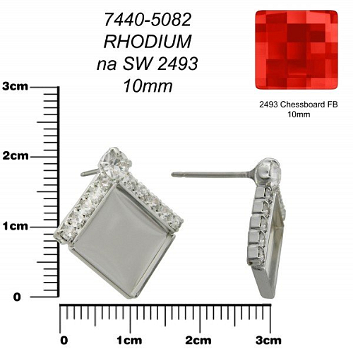 NÁUŠNICE puzeta na SWAROVSKI Chessboard FB 10mm . Barva rhodium. Ozn-7440-5082. 