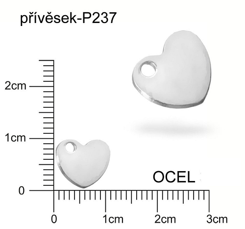 Přívěsek Chirurgická Ocel ozn-P237 SRDCE velikost 10x9mm tl. 1,5mm. velikost otvoru 1,9mm.