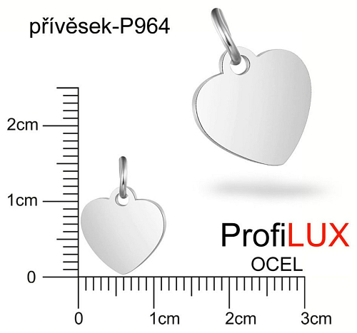 Přívěsek Chirurgická Ocel ozn-P964 SRDCE velikost  10,5x10mm. Řada přívěsků ProfiLUX