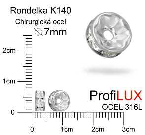Korálek RONDELKA s kamínky Crystal CHIRURGICKÁ OCEL ozn, K140. velikost pr.7mm otvor 1,3mm
