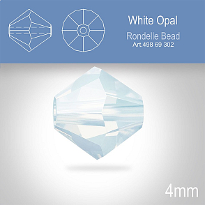 PRECIOSA Bicone MC BEAD (sluníčko) velikost 4mm. Barva WHITE OPAL. Balení 30ks .