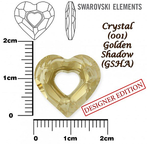 SWAROVSKI 6262 Miss U Heart barva CRYSTAL GOLDEN SHADOW velikost 17mm.