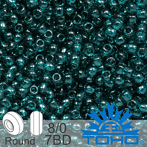 Korálky TOHO tvar ROUND (kulaté). Velikost 8/0. Barva č.7BD-Transparent Capri Blue . Balení 10g.