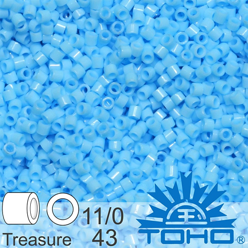 Korálky TOHO tvar TREASURE (válcové). Velikost 11/0. Barva č. 43-Opaque Blue Turquoise . Balení 5g.