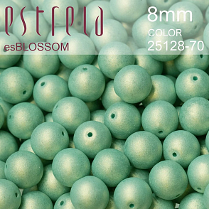 Korálky esBLOSSOM voskované tvar kulatý. Velikost 8mm. Barva 25128-70 (zel. smaragdová+listr). Balení 15ks na návleku. 