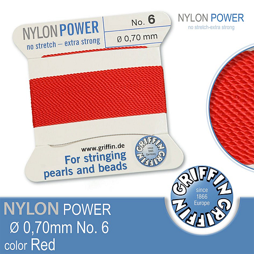 NYLON Power velmi pevná nit GRIFFIN síla nitě 0,70mm barva Red