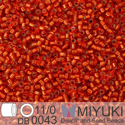 Korálky Miyuki Delica 11/0. Barva S/L Flame Red DB0043. Balení 5g.