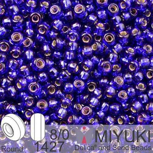 Korálky Miyuki Round 8/0. Barva 1427 Dyed S/L Dk Violet . Balení 5g