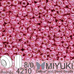 Korálky Miyuki Round 8/0. Barva 4210 Duracoat Galvanized Hot Pink. Balení 5g