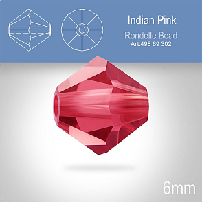 PRECIOSA Bicone MC BEAD (sluníčko) velikost 6mm. Barva INDIAN PINK. Balení 18ks .