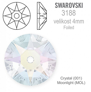 Swarovski 3188 XIRIUS Lochrose našívací kameny velikost pr.4mm barva Crystal Moonlight