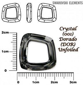 SWAROVSKI ELEMENTS Cosmic Square Ring barva CRYSTAL (001) DORADO (DOR) Unfoiled velikost 20mm.