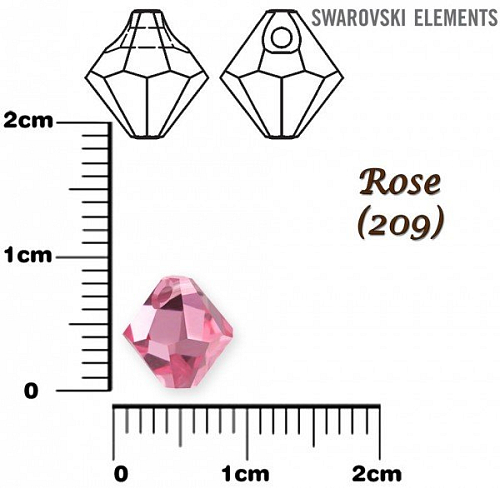 SWAROVSKI PŘÍVÉSKY 6301 barva ROSE velikost 8mm. 