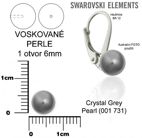 SWAROVSKI 5818 Voskované Perle 731 1otvor barva CRYSTAL GREY PEARL velikost 6mm.