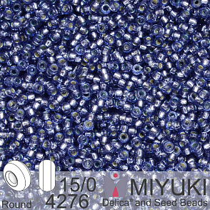 Korálky Miyuki Round 15/0. Barva 4276 Duracoat Silverlined Dyed Prussian Blue . Balení 5g