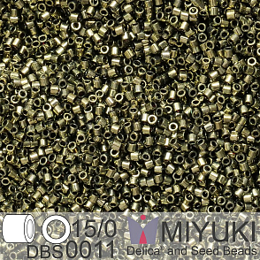 Korálky Miyuki Delica 15/0. Barva DBS 0011 Metallic Olive. Balení 2g.