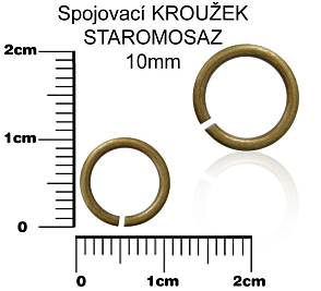 Kroužek spojovací pr.10mm Síla drátu 1mm. Barva staromosaz.