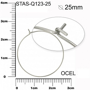 NÁUŠNICE drátěná KRUH CHIRURGICKÁ OCEL ozn.-STAS-Q123-25. velikost pr.25mm.