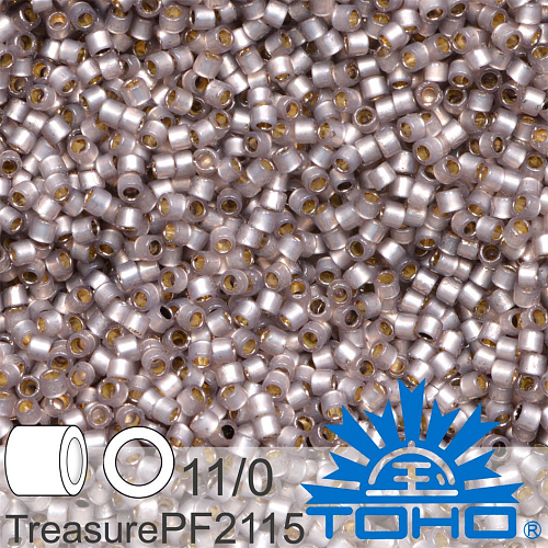 Korálky TOHO tvar TREASURE (válcové). Velikost 11/0. Barva PF2115 PermaFinish - Translucent Silver-Lined Gray. Balení 5g.
