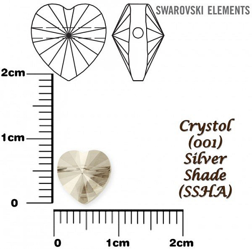 SWAROVSKI KORÁLKY Heart Bead barva CRYSTAL SILVER SHADE velikost 8mm. Balení 3Ks.