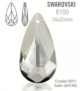 Swarovski 6100 Pendant barva Crystal Satin velikost 34x20mm.
