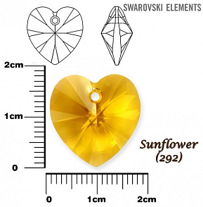 SWAROVSKI Heart Pendant barva SUNFLOWER velikost 18x17,5mm.
