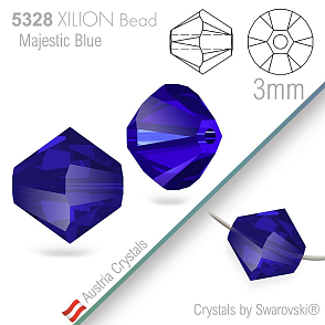 SWAROVSKI  XILION Bead  5328 barva Majestic Blue velikost 3mm. Balení 25Ks