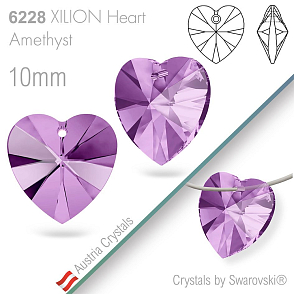 Swarovski XILION Heart 6228. Barva Amethyst. Velikost 10mm