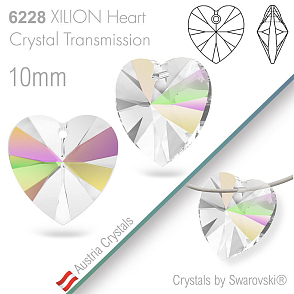 Swarovski XILION Heart 6228. Barva Crystal Transmission. Velikost 10mm