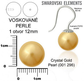 SWAROVSKI 5818 Voskované Perle 1otvor barva 296 CRYSTAL GOLD PEARL velikost 12mm.