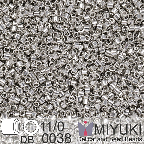 Korálky Miyuki Delica 11/0. Barva Palladium Plated DB0038. Balení 3g.