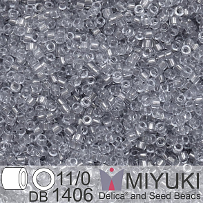 Korálky Miyuki Delica 11/0. Barva Transparent Pale Gray DB1406. Balení 5g.