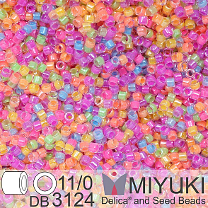Korálky Miyuki Delica 11/0. Barva Neon Party Mix DB3124. Balení 5g
