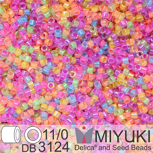 Korálky Miyuki Delica 11/0. Barva Neon Party Mix DB3124. Balení 5g