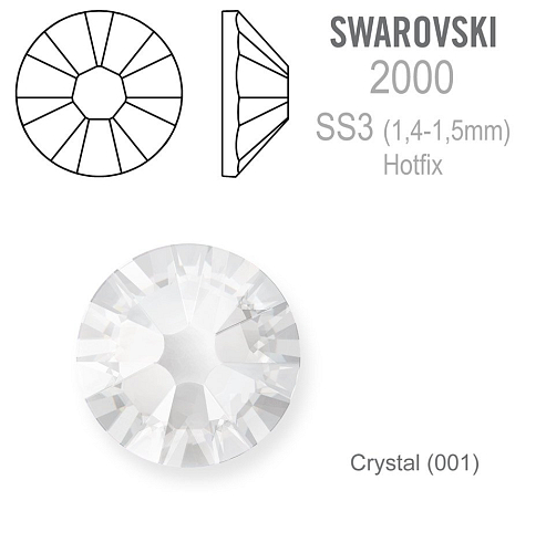 SWAROVSKI XILION rose HOT-FIX velikost SS3 barva CRYSTAL