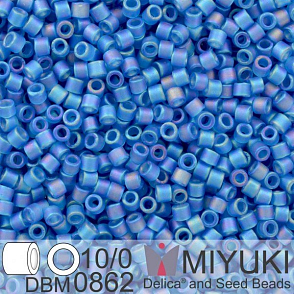 Korálky Miyuki Delica 10/0. Barva Matte Tr Capri Blue AB  DBM0862. Balení 5g.