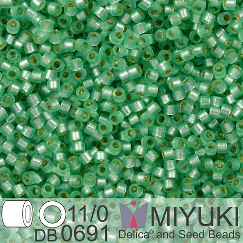 Korálky Miyuki Delica 11/0. Barva Dyed SF S/L Mint Green DB0691. Balení 5g.