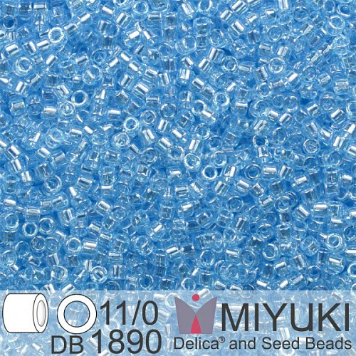 Korálky Miyuki Delica 11/0. Barva Tr Sky Blue Luster  DB1890. Balení 5g.