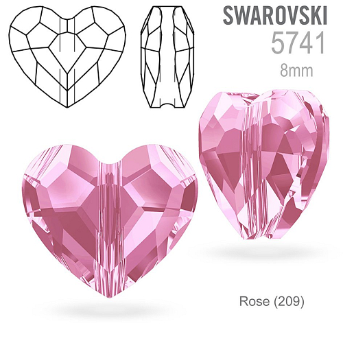Swarovski  5741 Love Bead barva  Rose (209)  velikost 8mm
