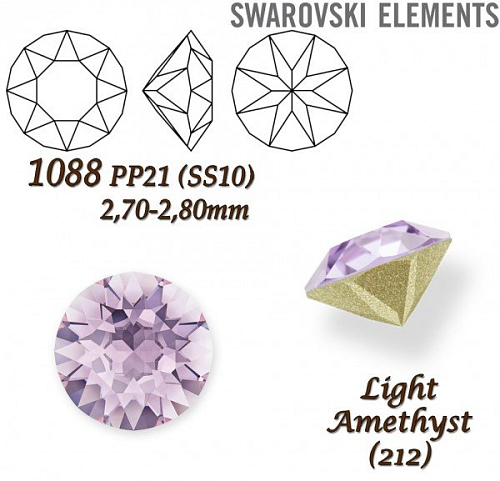SWAROVSKI ELEMENTS 1088 XIRIUS Chaton PP21 (SS10) 2,70-2,80mm barva Light Amethyst (212)