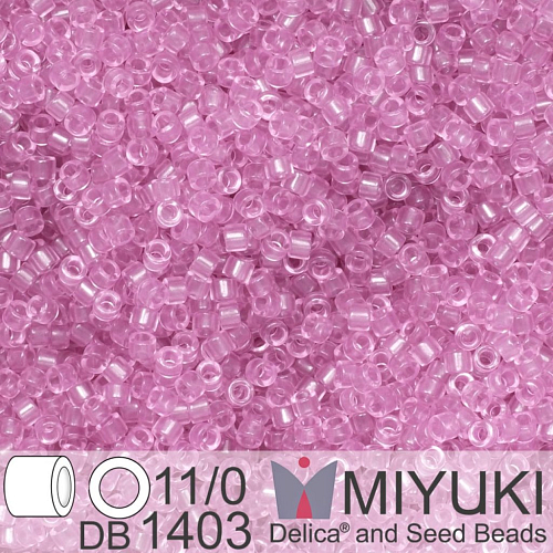 Korálky Miyuki Delica 11/0. Barva Transparent Pale Orchid DB1403. Balení 5g.