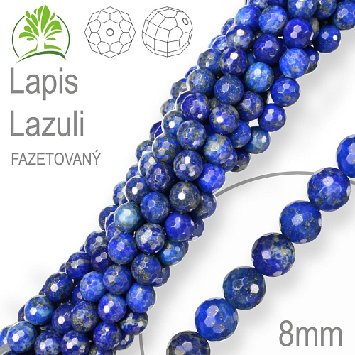 Korálky z minerálů Lapis Lazuli Fazetovaný. Velikost pr.8mm. Balení 10Ks.