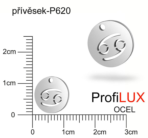 Přívěsek Chirurgická Ocel ozn-P620 Znamení Zvěrokruhu RAK velikost 12mm tl.1.2mm. Řada přívěsků ProfiLUX