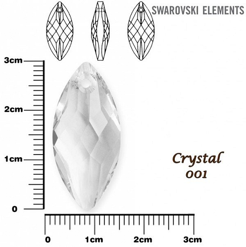 SWAROVSKI Navette Pendant barva CRYSTAL velikost 30x14mm.