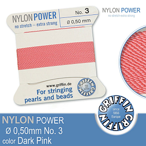 NYLON Power velmi pevná nit GRIFFIN síla nitě 0,50mm Barva Dark Pink