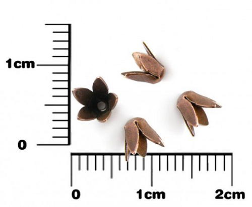 KAPLÍK číslo K005.Velikost pr.5,5mm v horní části, výška 5mm. Barva staroměděná.